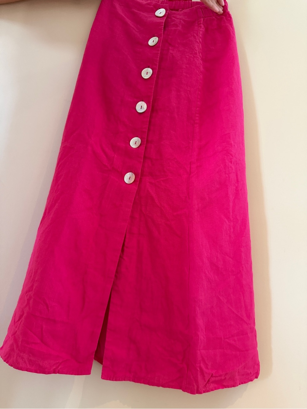 Women's Hot Pink Button-Front A-Line Skirt